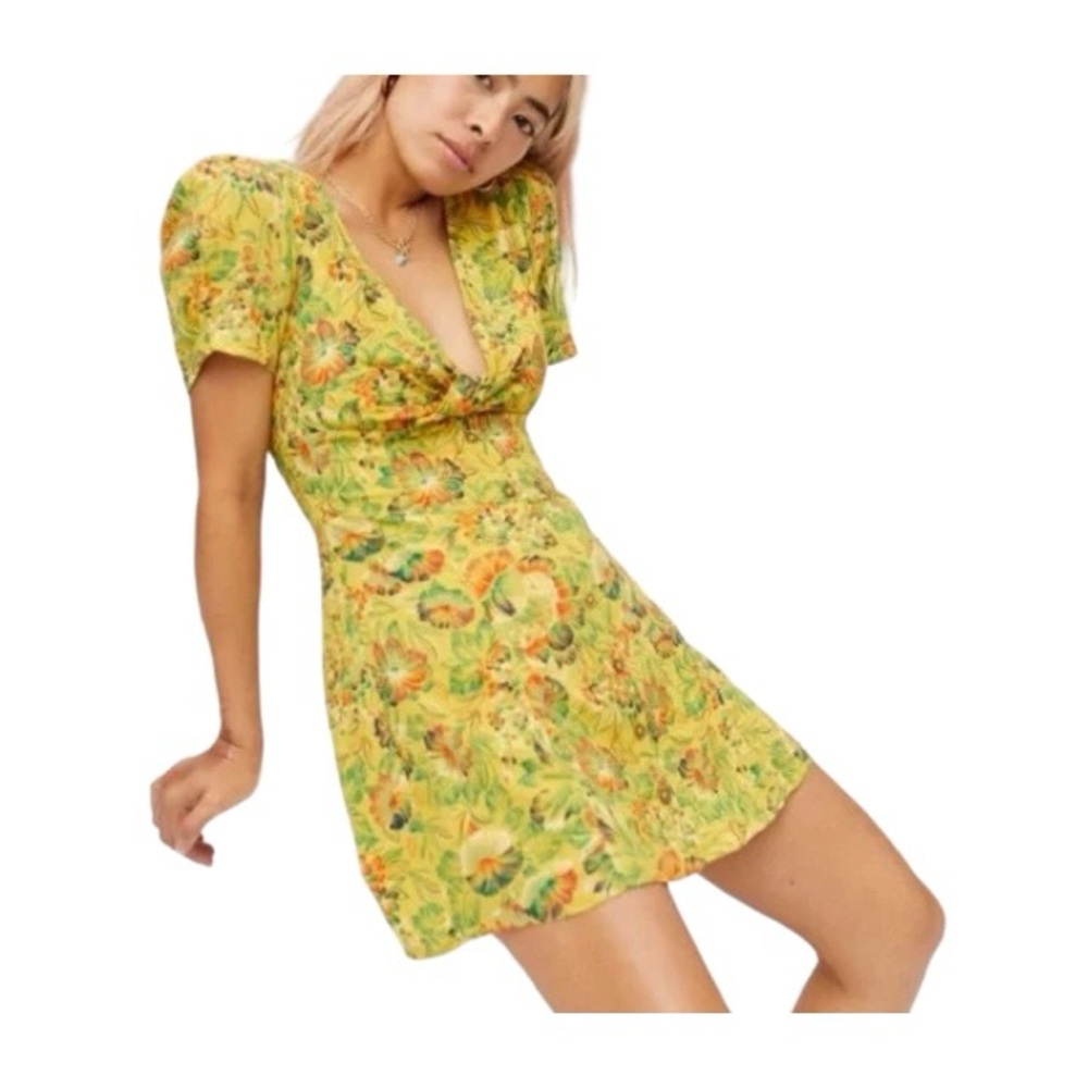 Urban outfitters-Floral Yellow Dress-Size Small